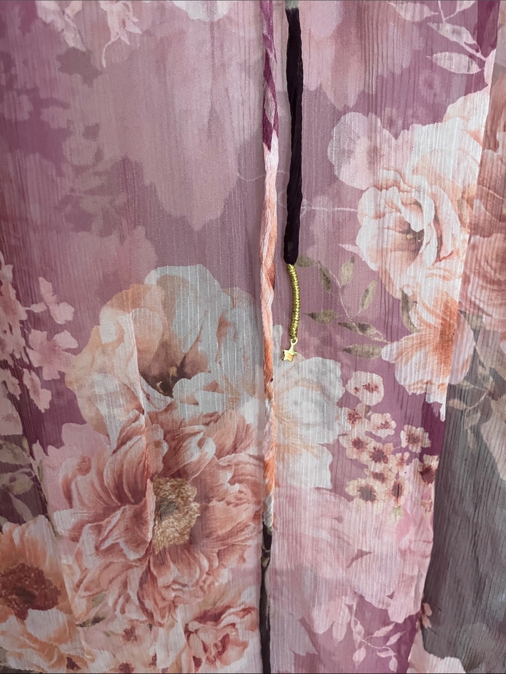 Johnny Was Sheer Floral Maxi Dress, 100% Silk - Picture 5 of 10